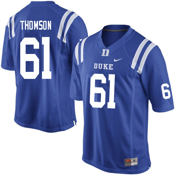 Men #61 Zach Thomson Duke Blue Devils College Football Jerseys Sale-Blue